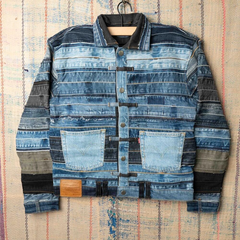 Custom upcycled levis denim jacket small